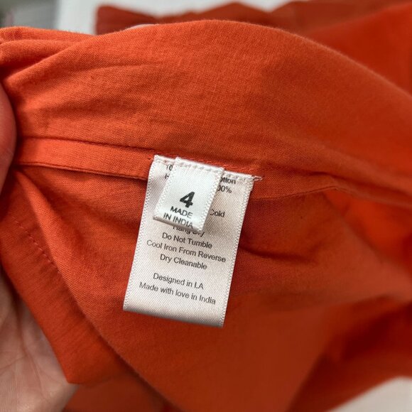 St Roche Kite Dress Tiered Crochet Detail Midi Orange Organic Cotton Size 4 - Picture 15 of 15